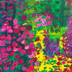 Mystischer Rosengarten / Mystic rosegarden::Acryl auf Leinwand / Acrylic on canvas, 100 x 100 cm