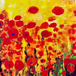 Symphonie in Rot und Gelb / Symphony in red and yello::Acryl auf Leinwand / Acrylic on canvas 100x100 cm